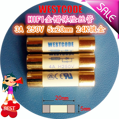 유럽 WESTCODE 3 a 250 v 5x20 HIFI 골드 캡 실버 CD 담배 기계 퓨즈 튜브 전력 증폭기